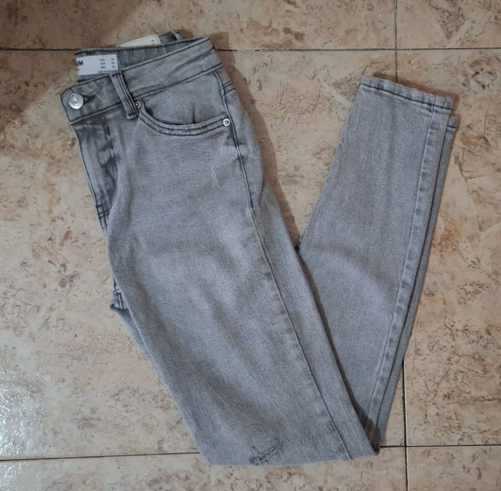 Bershka light grey skinny limit edition Y2K jeans – photo 2